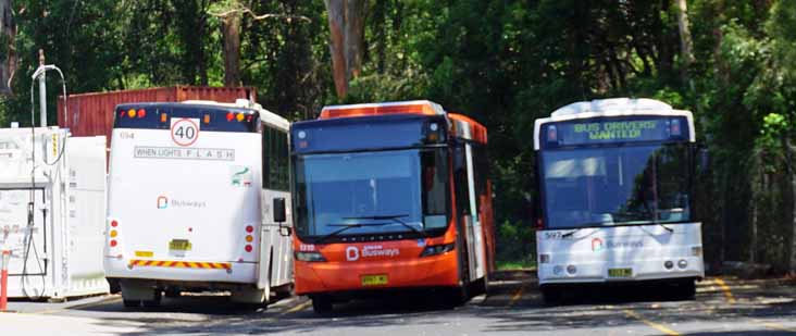 Busways Renault MRC ABM SB50 694, Volvo B8RLE Volgren Optimus 1319 & Mercedes O405NH Bustech 597